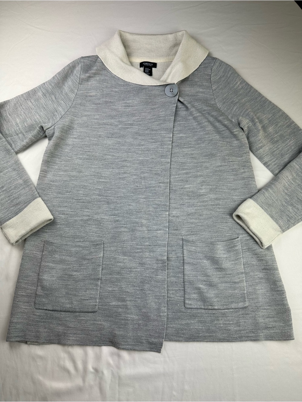 Jones & Co Merino Wool Blend Cardigan Coastal Grandma Office Minimalist XL